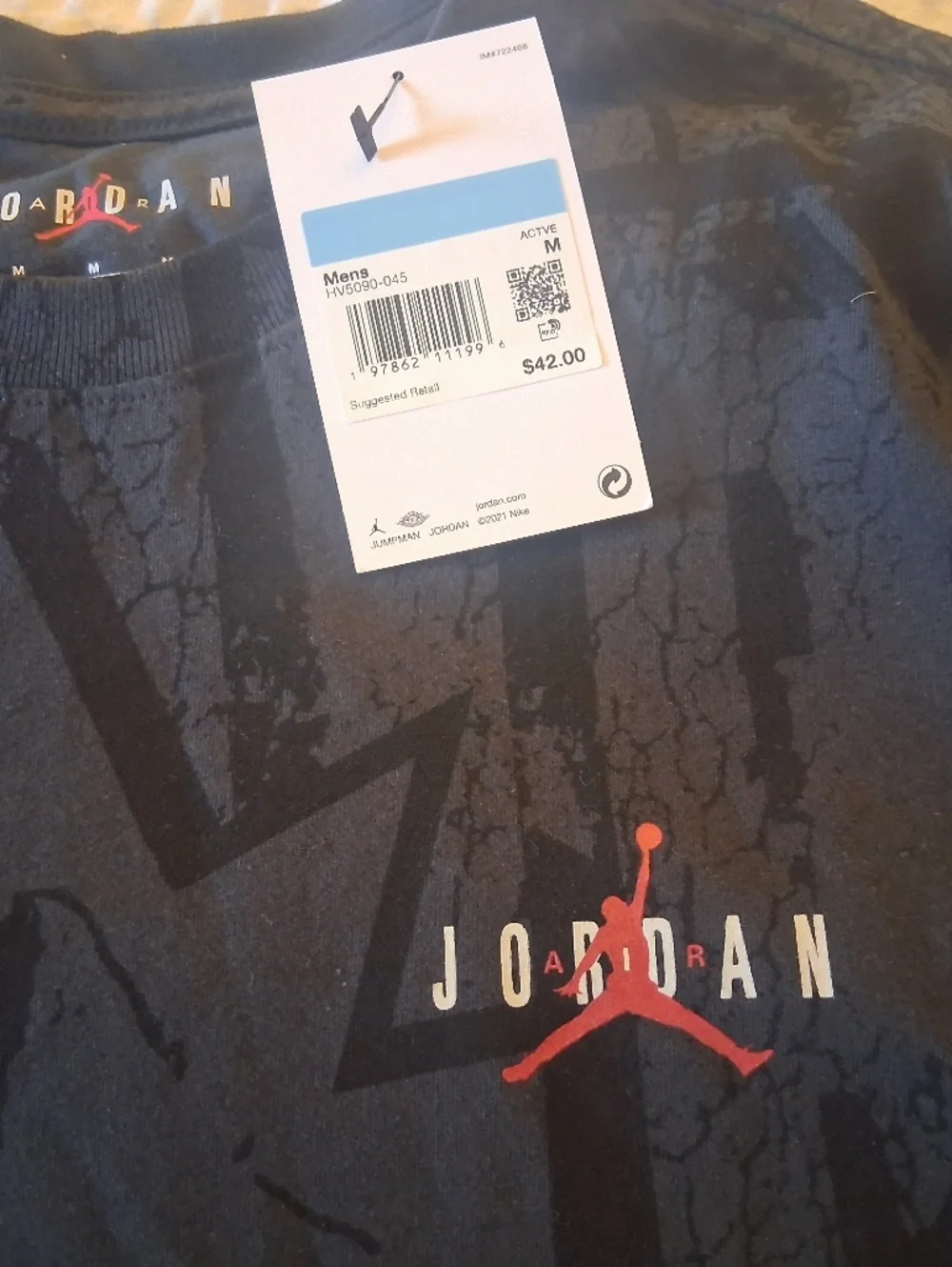 Jordan Black Short-Sleeve Graphic Tee with Red Jumpman